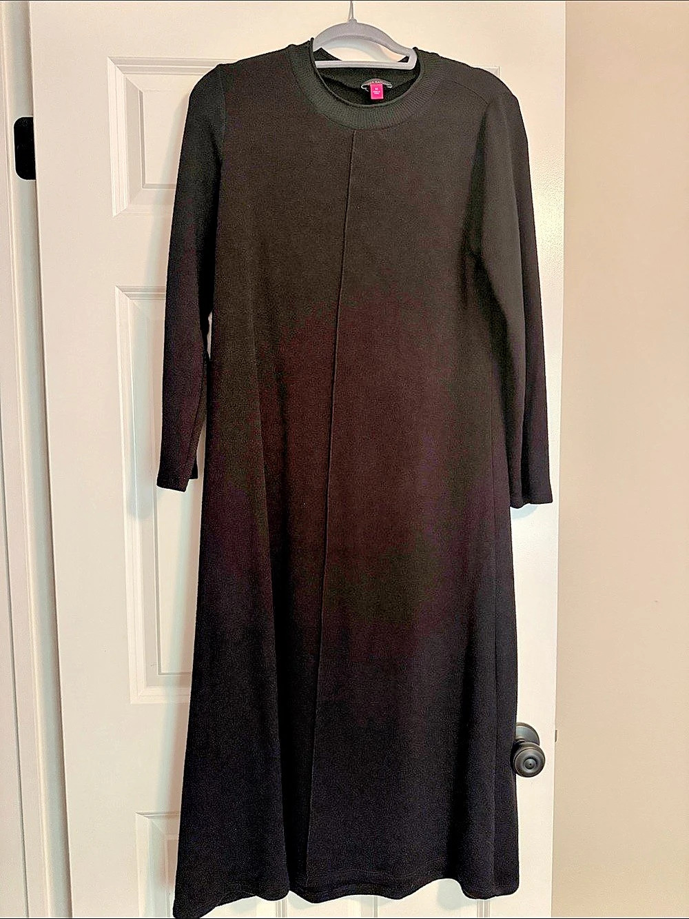 Vince Camuto Exposed Center Seam Long Sleeve Midi Sweater Dress Black Maxi Dress